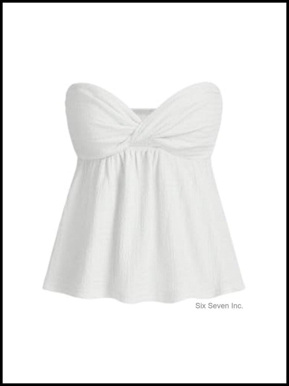 Women's Twist Front Peplum Tube Top Strapless Bandeau Ruffle Hem
